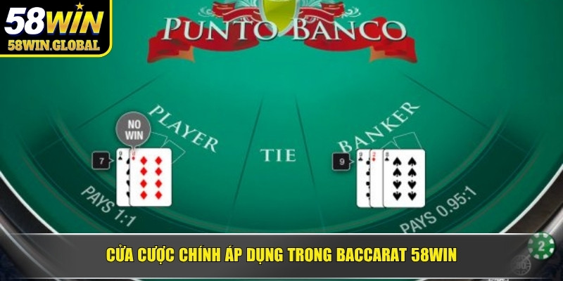 Cửa cược chính áp dụng trong Baccarat 58WIN