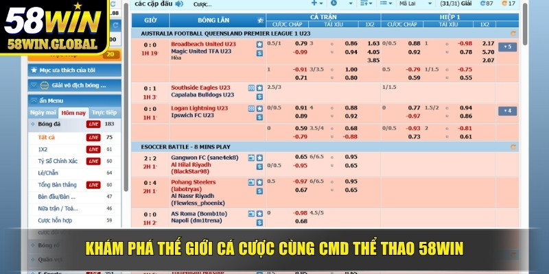 Khám phá thế giới cá cược cùng CMD Thể Thao 58WIN