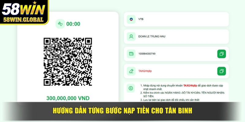 Hướng dẫn từng bước nạp tiền cho tân binh