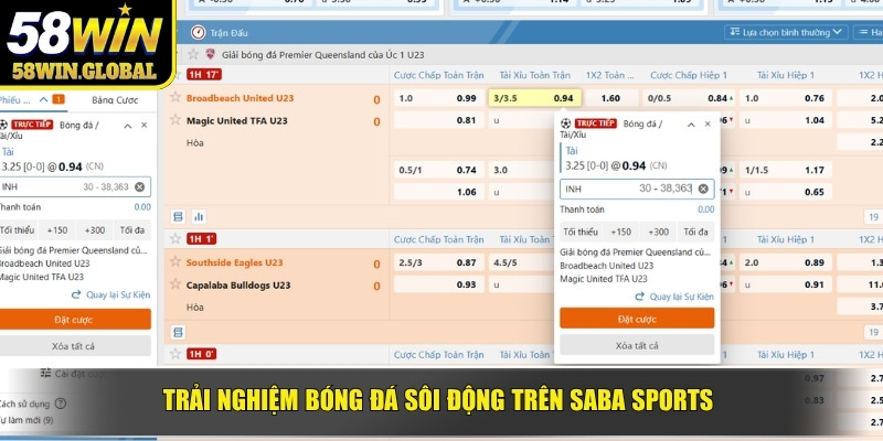 Trải nghiệm bóng đá sôi động trên SABA Sports